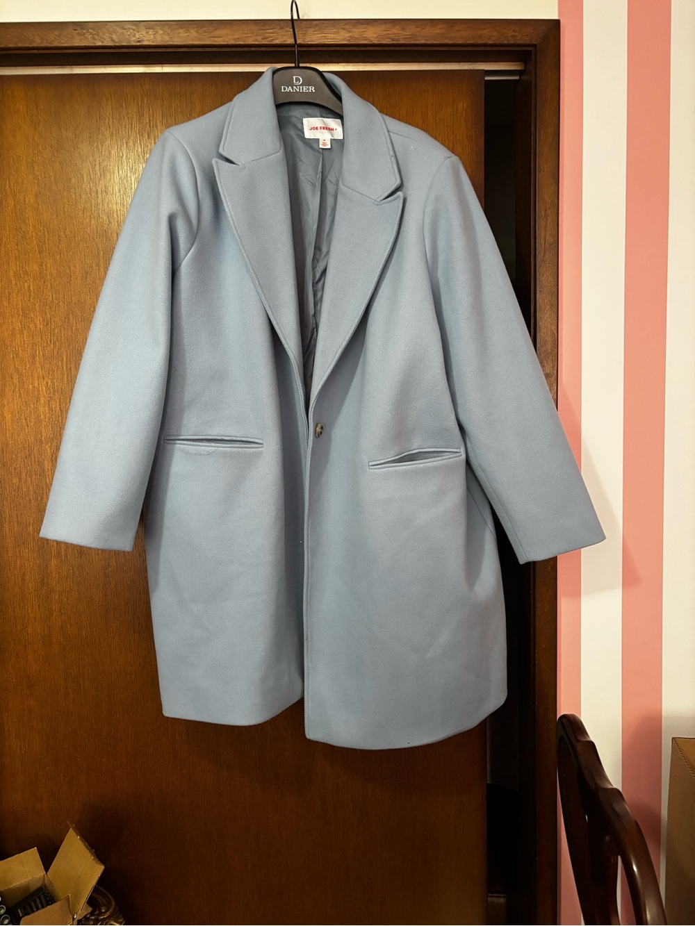 Joe Fresh Light Blue Pea Coat with Notch Lapel